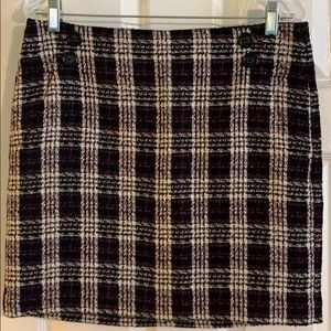 Loft Black/White/Pink Plaid Mini Skirt w/Pockets!